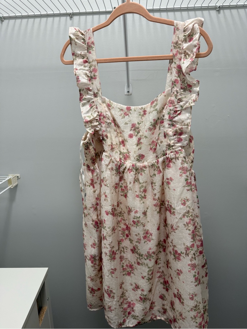 ARULA Cream Dress with Pink Rose Print